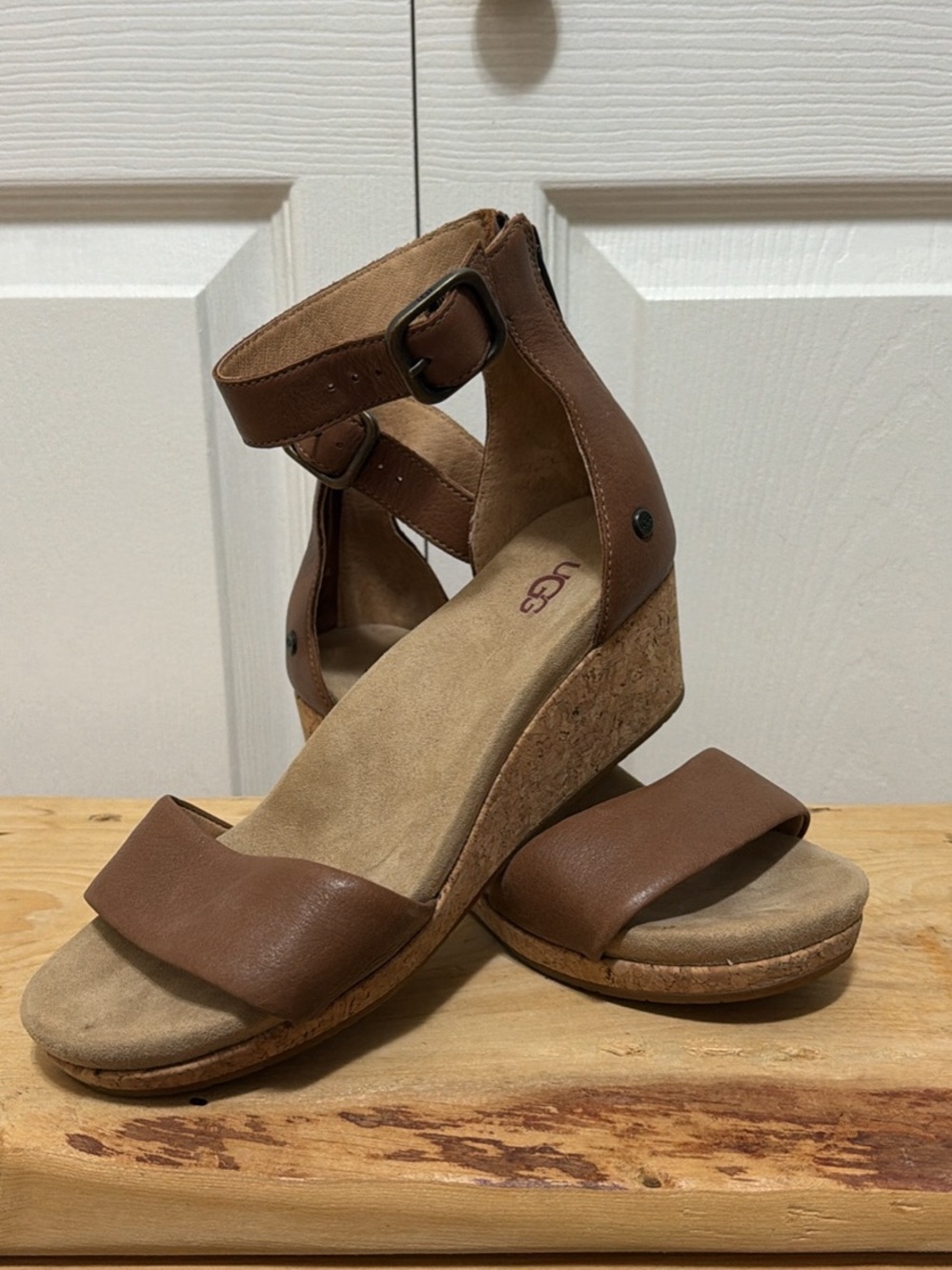UGG Zoe II Cork Wedge Sandals with Ankle Buckle